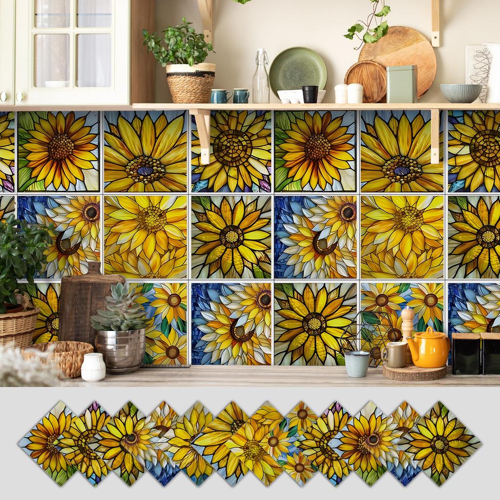 12 Self-adhesive Kitchen Waterproof and Oil-proof Wall Stickers, Bathroom Wall Decoration Renovation, Beautification Strong Wallpaper Stickers
