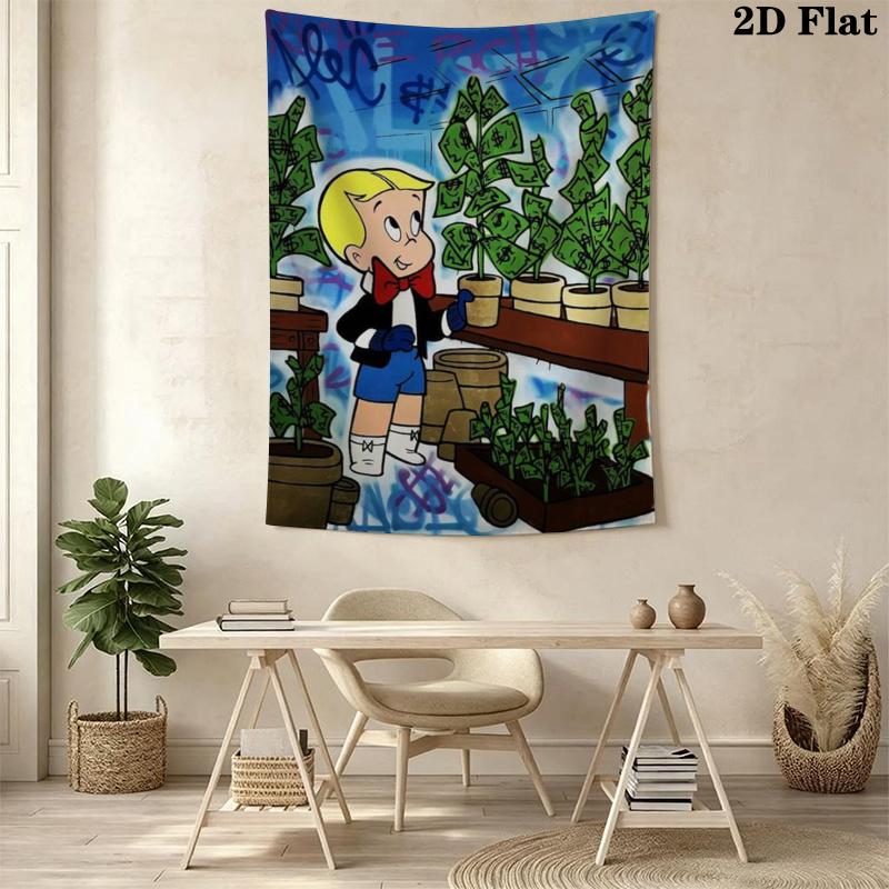 Richie Rich Comic Scene Pattern Home Decor Tapestry, Wall Hanging, Decorative RV Wall Cloth.NGT0928143