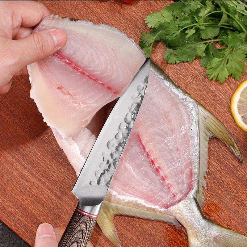 Stainless Steel Boning Knife Kitchen Hand Forged Wooden Handle Butcher Knife Meat Cutting Fish Cutting Knife Household Kitchen Accessories