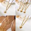Beach Style Double Layer Stainless Steel Necklace With Starfish Shell And Heart Pendant For Women And Men