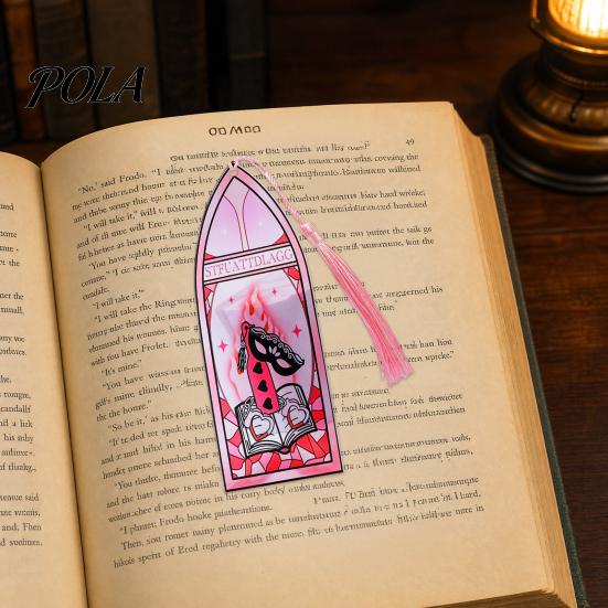 Decorative Book Accessory Stained Glass Art Acrylic Bookmark, Halloween Dark Aesthetic Mark, Transparent Bookmark Page Marker with Tassel, Gifts