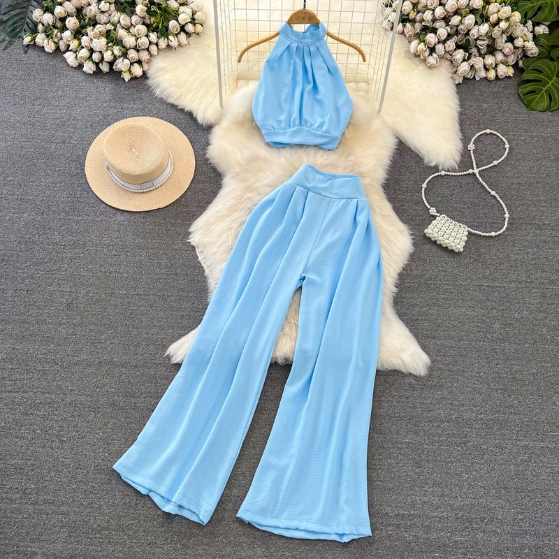 Off-the-Shoulder Seaside Holiday Slim Looking Straight-leg Fashion Suit