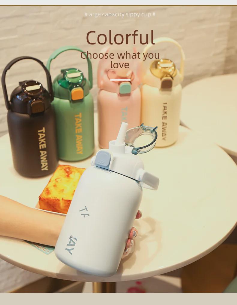 850ml Edelstahl-Isolier-Sportkessel mit großem Fassungsvermögen und Strohhalm