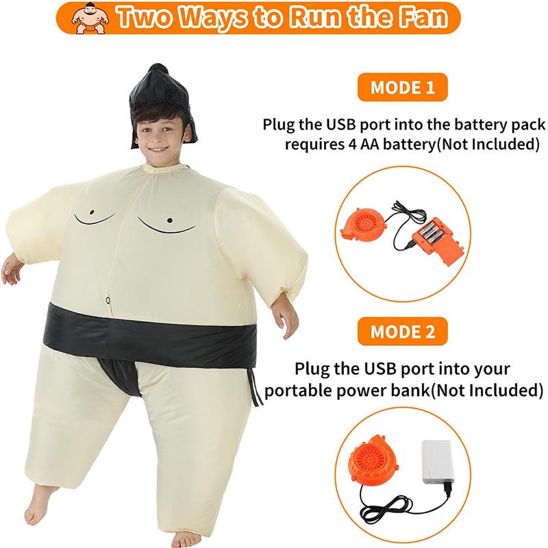 Inflatable Sumo Wrestler Costume Set for Adults & Kids - Cartoon Mascot for Halloween