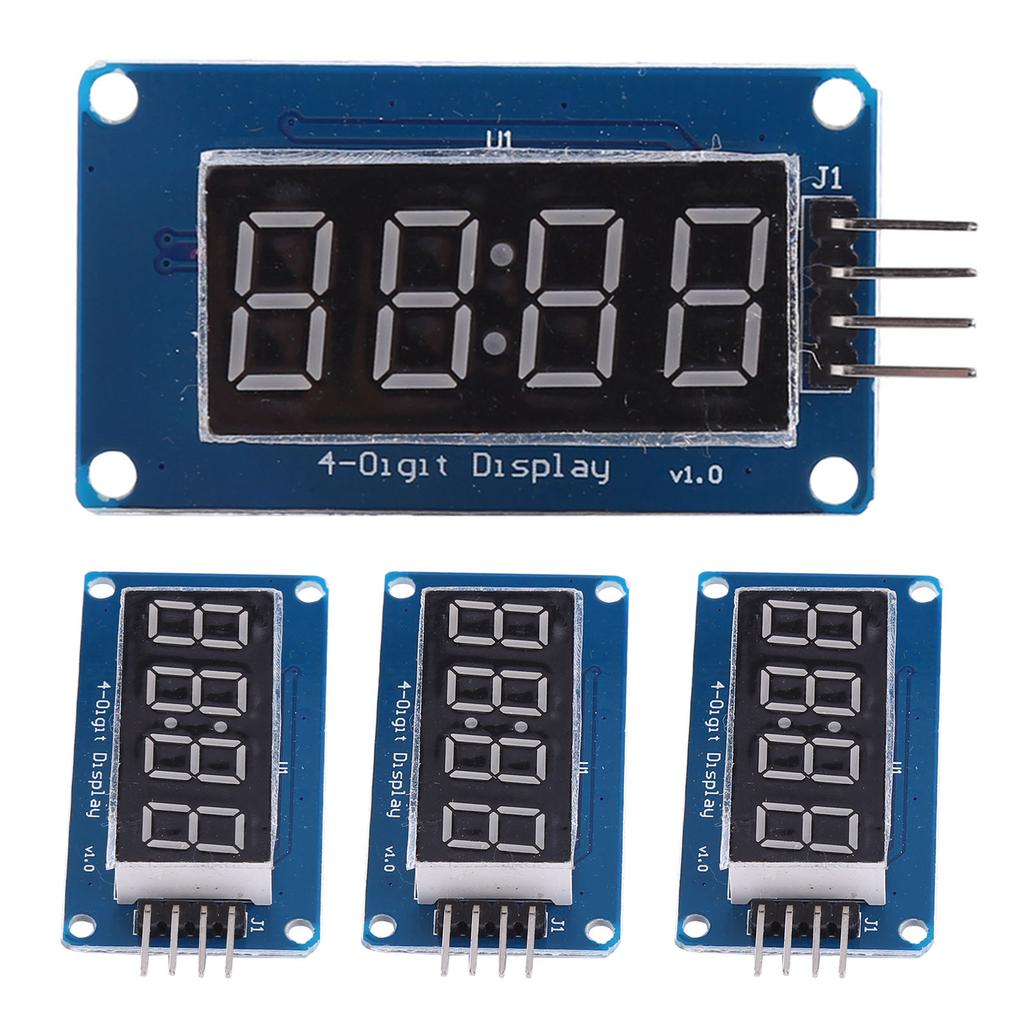 4Pcs 4 Digit Tube Display Module Red Adjustable Brightness LED Segment Support for TM1637 Drive Chip with Clock