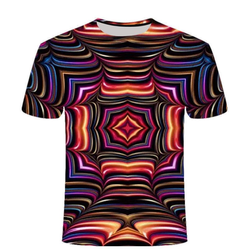 3Dt-Shirt Vertigo Pattern Print Casual Versatile Crew Neck Men'S T-Shirt