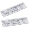 2X New 3D Zinc Allov Glossy V6T Emblems Badge Car for Hood Truck Door Side Fender Rear Trunk Emblem Badges Decoration Sticker(Silver)