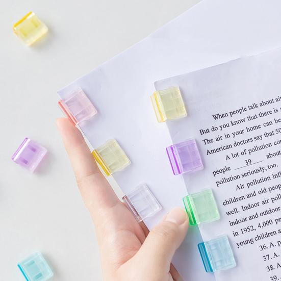 Clip-on Bookmarks Transparent Paper Clips with Push Mechanism Reusable File Fasteners Colorful Office Folders for Office School Document Organization