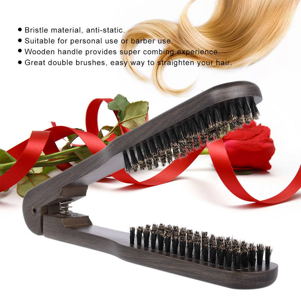 Double-sided Hair Brush, Anti-static Hair Styling Tool with Wooden Handle, with Hygienic,   Design, for   Use or Hairdressing Use