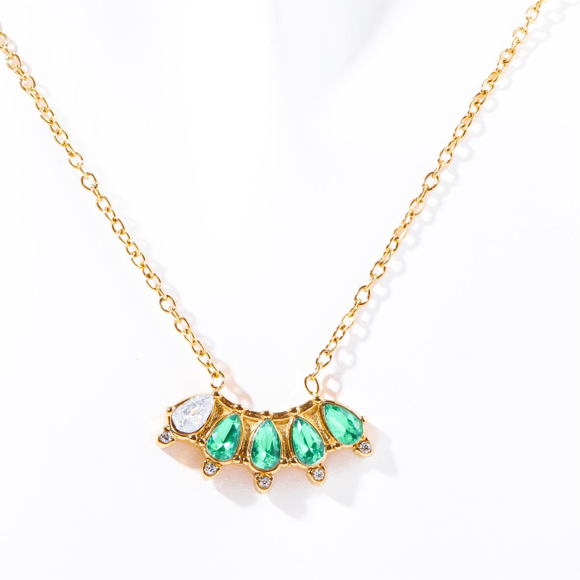 In Stock: 12 Birthstone Zirconia Glass Stone Personalized Choker Necklace in 18K Gold-Plated Titanium Steel