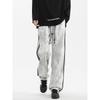 Wassup Trendy Tie-Dye Distressed Pants for Men, Autumn and Winter American High Street Style, Loose Straight-Leg Casual Pants