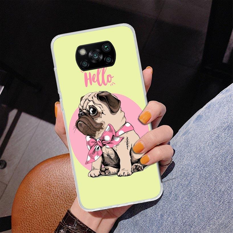 Liebe Mops Niedliche Hundehülle Für Xiaomi Poco X7 X6 X5 Pro F7 Ultra Redmi 15C 15 13C 13 12C 12 10 10A 10C 9 9A 9C 9T Hülle Poco