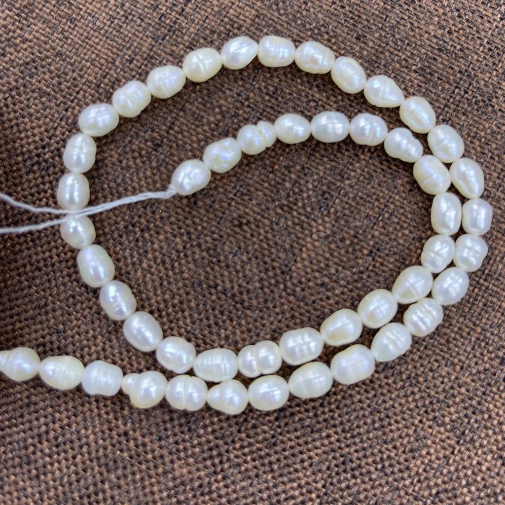Threaded Rice Pearl Natural Freshwater Pearl White Pearl 4-9mm For Jewelry Making DIY Bracelet Earrings Necklace Accessory