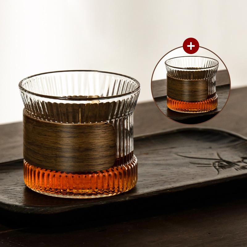 

Стеклянная чашка с узором из молотка для кофе, деревянная кружка для чая, чашка для мастеров, маленький набор для кунг-фу, кружка для чая