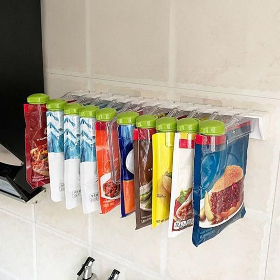 Wall-Mounted Spice Packet Organizer with Lock Lids Seasoning Packet Storage Rack Holds 10 Packets Kitchen Spice Packet Holder for Space-Saving Quick