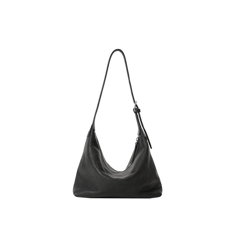 Seeking Truth Underarm Bag Small Vegetable Tanned Cowhide Versatile Casual One Shoulder Retro Bag Dumpling Bag Lazy Wind Bag