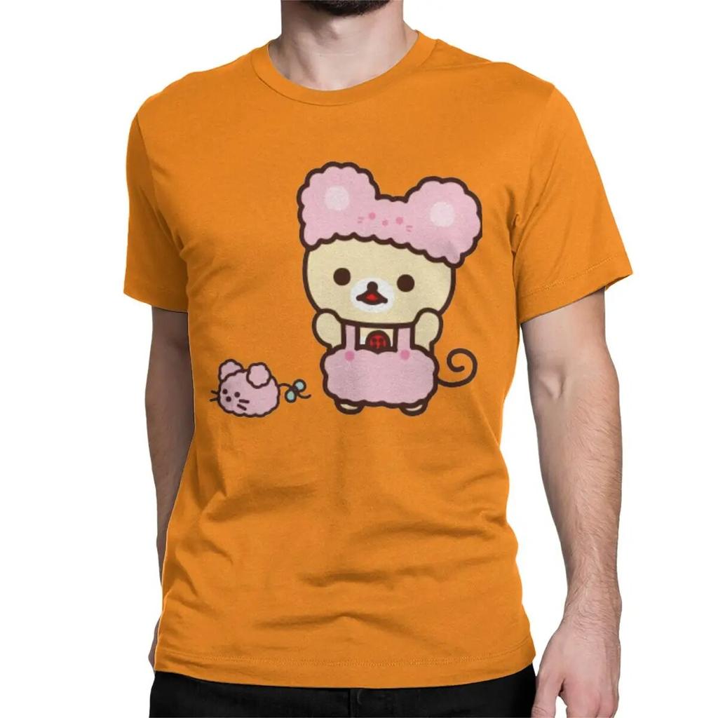 Novelty Rilakkuma Korilakkuma T-Shirts Unisex Wo Unisex Crewneck 100% Cotton T Shirt Short Sleeve Tee Shirt Plus Size Clothing