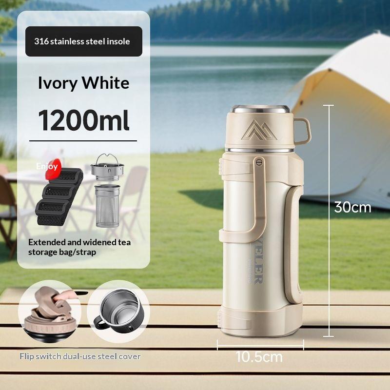 Large Capacity 1L Vacuum Water Bottle Double Wall Insulated 316 Stainless Steel with Handle Leak Proof for Car Office