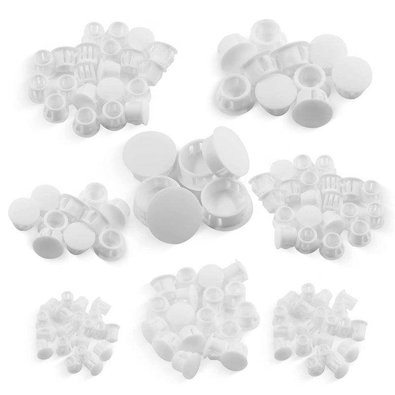 

1Set 8 Sizes Plastic Hole Plugs Assortment Flush Type Snap In Locking Tube Hole Plugs White-B61B білий
