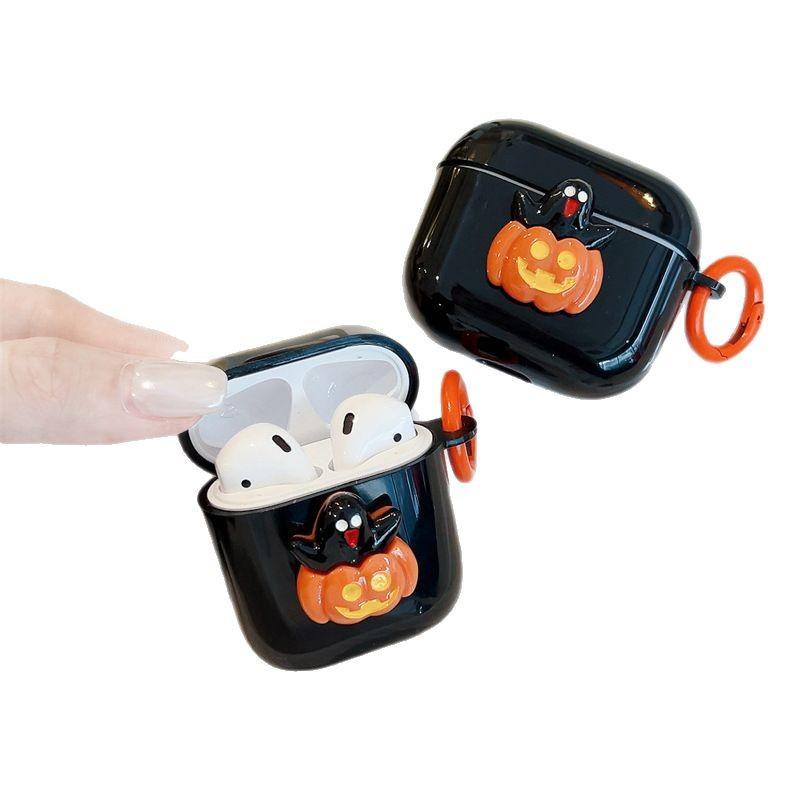 Halloween Three-dimensional Ghost Pumpkin Wireless Bluetooth Headset Case Anti-drop for AirPods 1/1/1 Pro