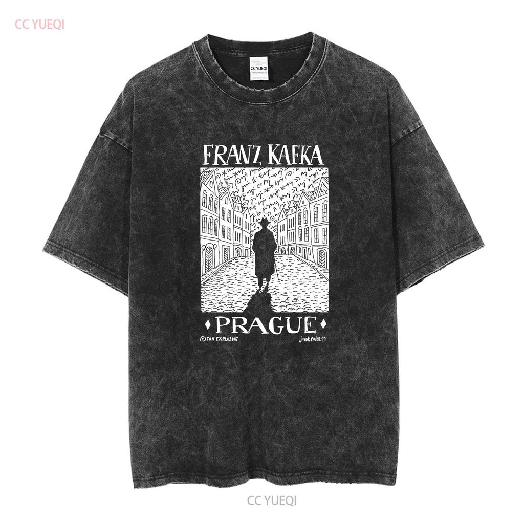 Vintage 1991 Franz Kafka Prague Art T Shirt Size XL Black vintage Washed streetwear Comfortable Slightly fashion Casual