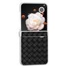 For Honor Magic V Flip 5G Case Woven Texture Leather+PC Hinge Phone Cover Matte Edge
