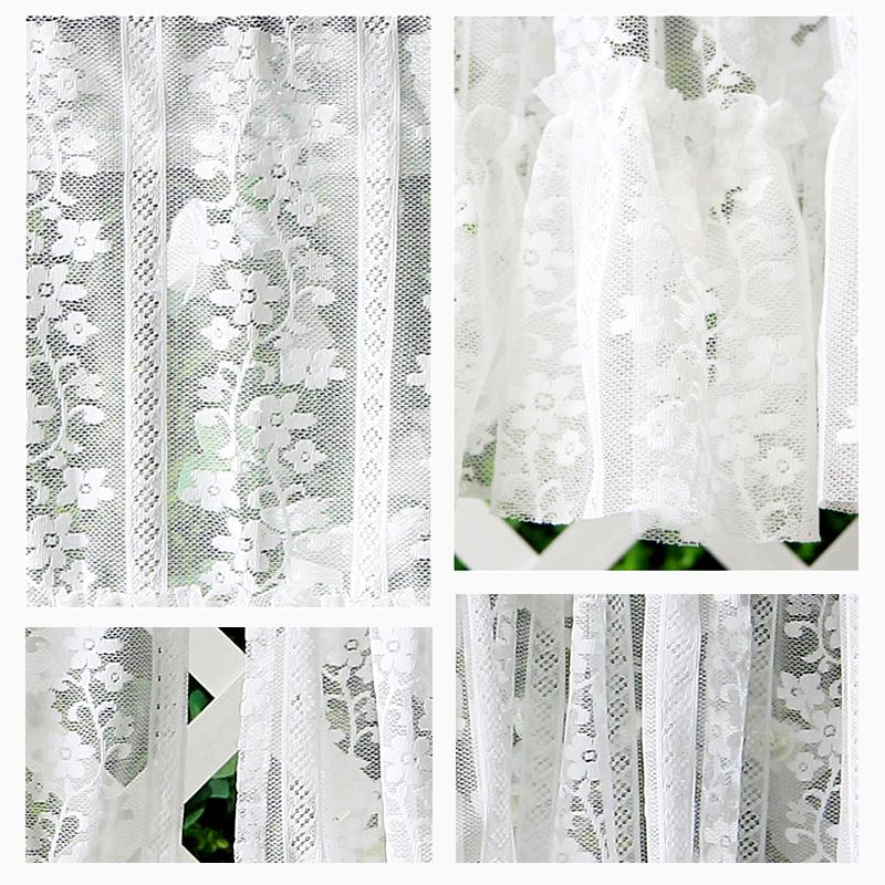 1Pc Short Curtains Window Wine Cabinet Door Polyester French Style Lace Kitchen Small Valance Jacquard Half Tulle Ruffle Curtain