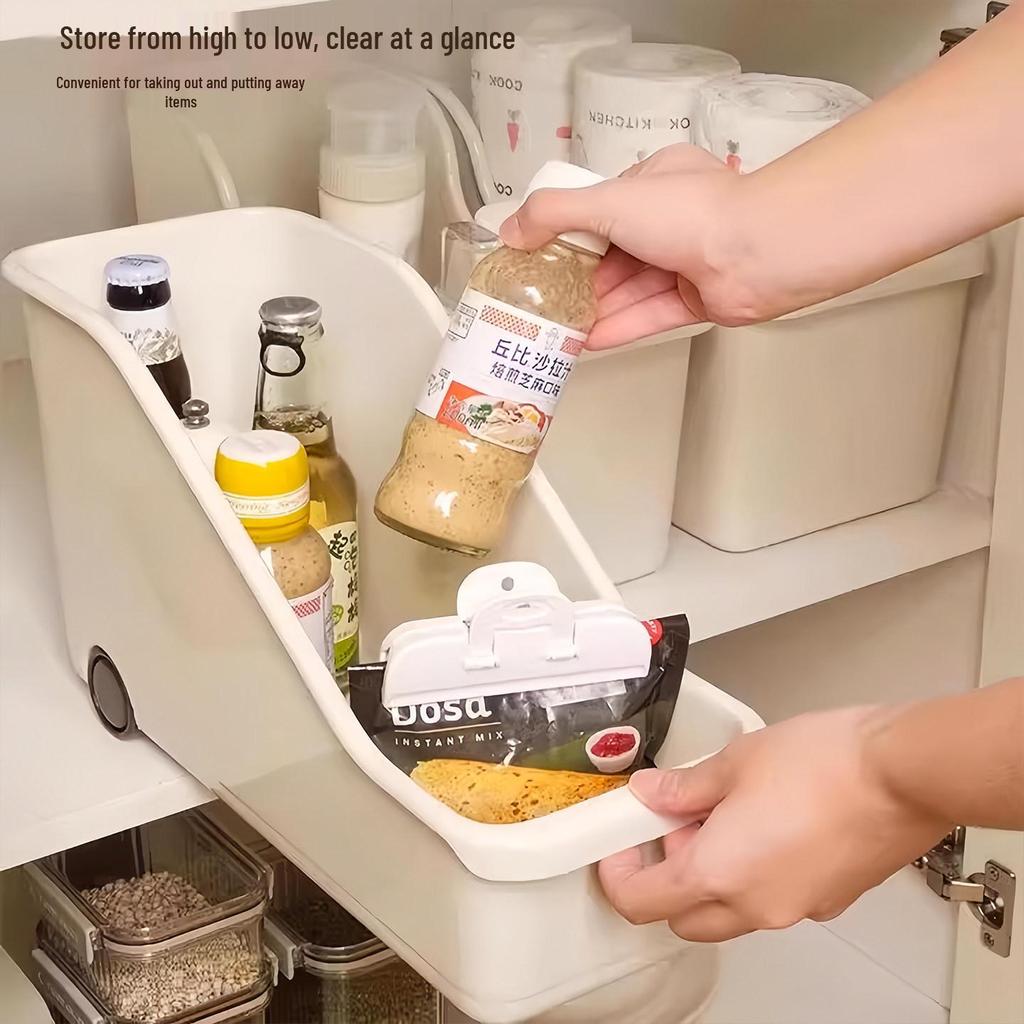 Rolling Under-Sink Cabinet Organizer for Cookware, Lids, and Seasonings