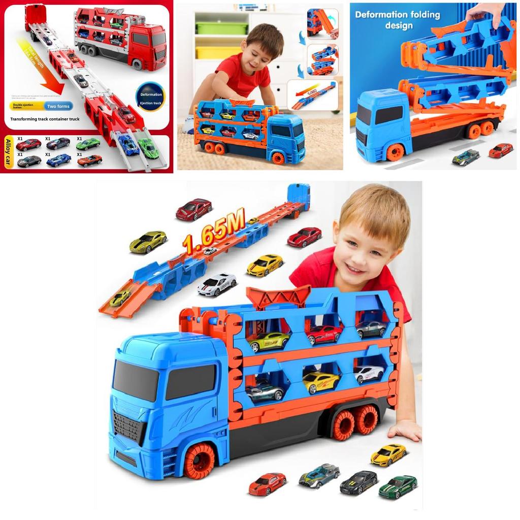 Childrens Large Track Car Set With Collapsible Metal Vehicles For Indoor Play And Development