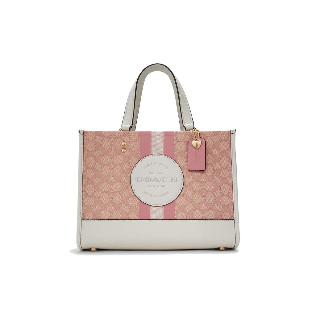 Coach Dempsey 30 Signature Pebble Grain Fabric And Leather Tote Bag Women Tote Bags Cherry-Blossom-Pink C7685-IMSXX