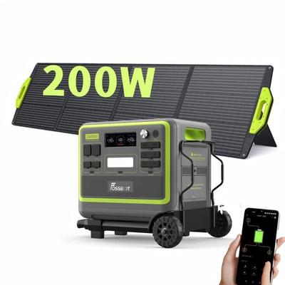 F2400 Tragbare Powerstation+200W Solarpanel+Anhänger, Solargenerator 2048Wh LFP-Akku 2400W, Camping/Reise/Zuhause/Notfall