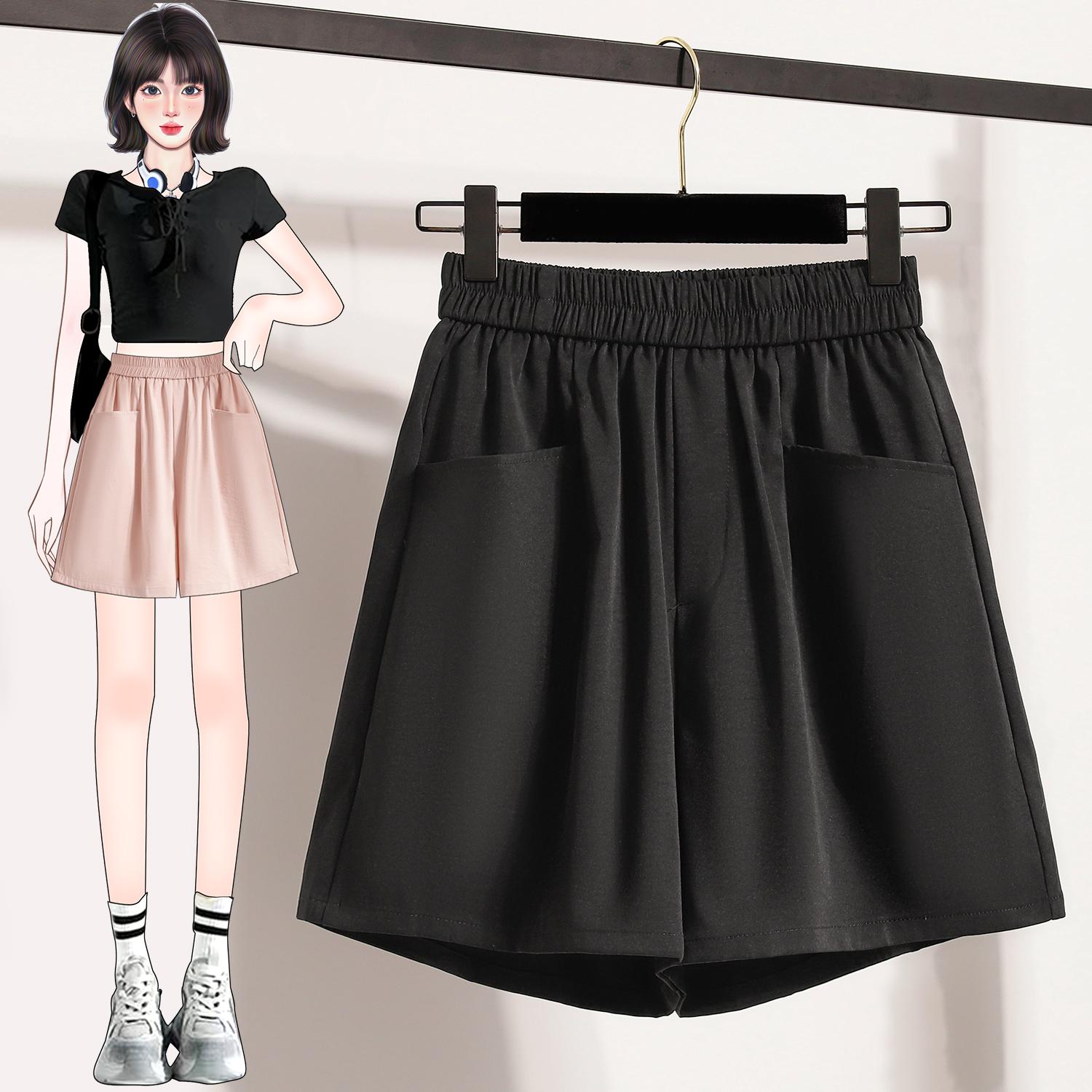 

DIMANAF 2025 New Plus Size Summer Pants Trousers Shorts Loose Casual Solid Basic Short Pants Women Capris Pants 2XL чорний