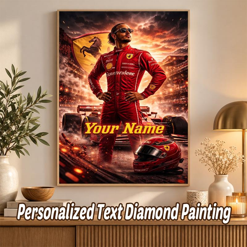 Lewis Hamilton Benutzerdefinierter Name Text 5D Diamantmalerei Set DIY Vollbohrer Diamantkunst Dekoration