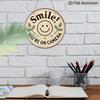 2D Flat, 1pc Round Aluminum Hanging Sign, "Smile You're On Camera" Cute Smiley Face & Leaf Design, Retro Warm Security Warning Metal Sign, Perfect