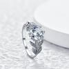 Trendy Leaf Genuine  Sterling Silver Promising Rings for Women Girls Beautiful Female Crystal Rings  for Wedding