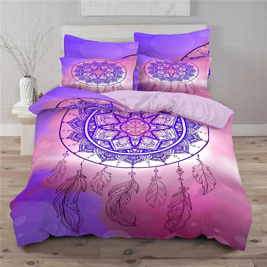 Dream Catcher Duvet Cover KingQueen Size Ethnic Tribal Feather Rose Pattern Bohemian Bedding for Women