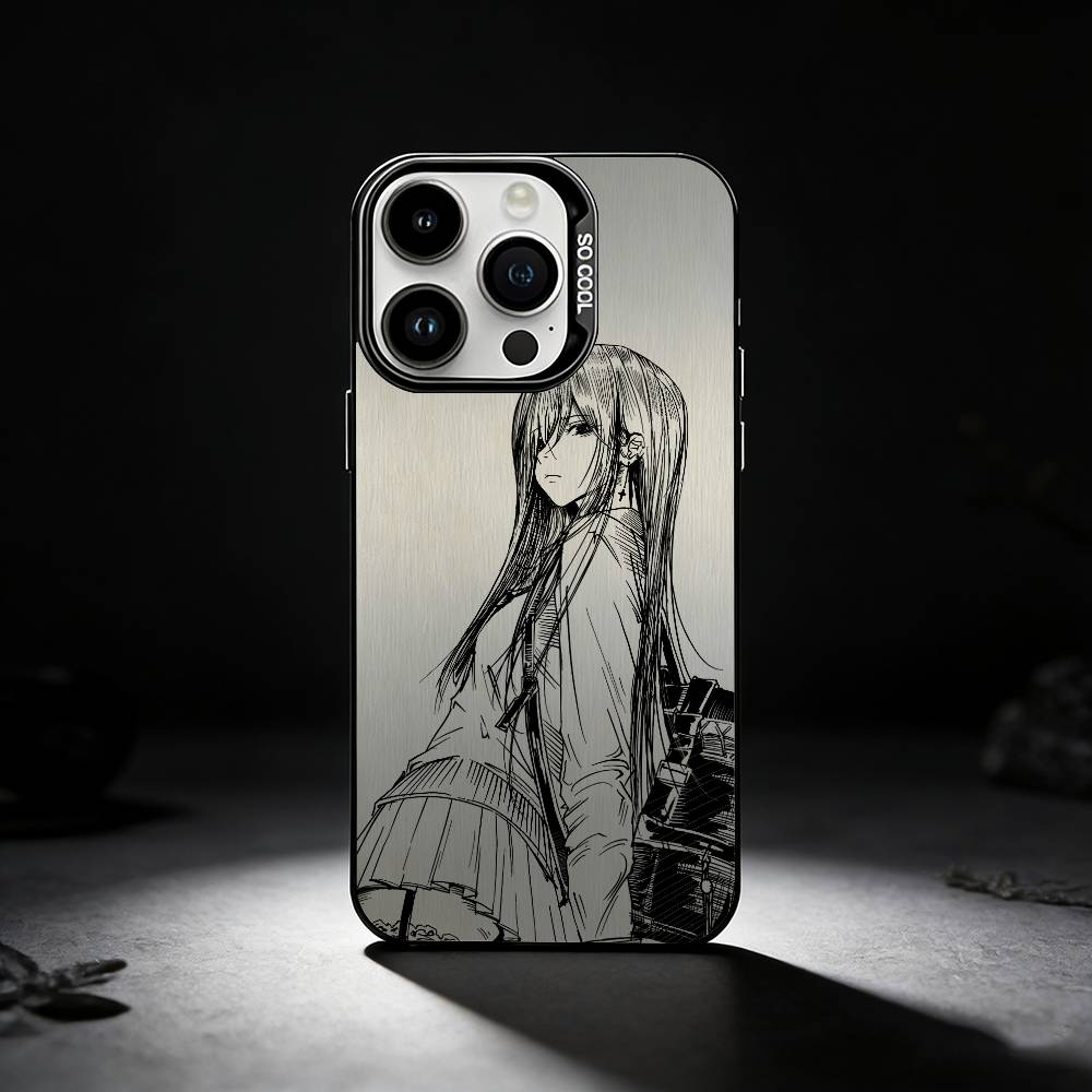 Anime character line art Phone Case For iPhone 17,16,15,14,13,12,11 Plus,Pro Max,XS,Colored silver phone case