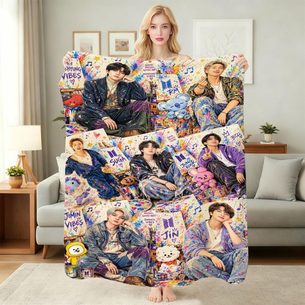 Male Idol Group Portrait Blanket Blanket Suitable For All Seasons Bedroom Sheet Outdoor Plush Blanket