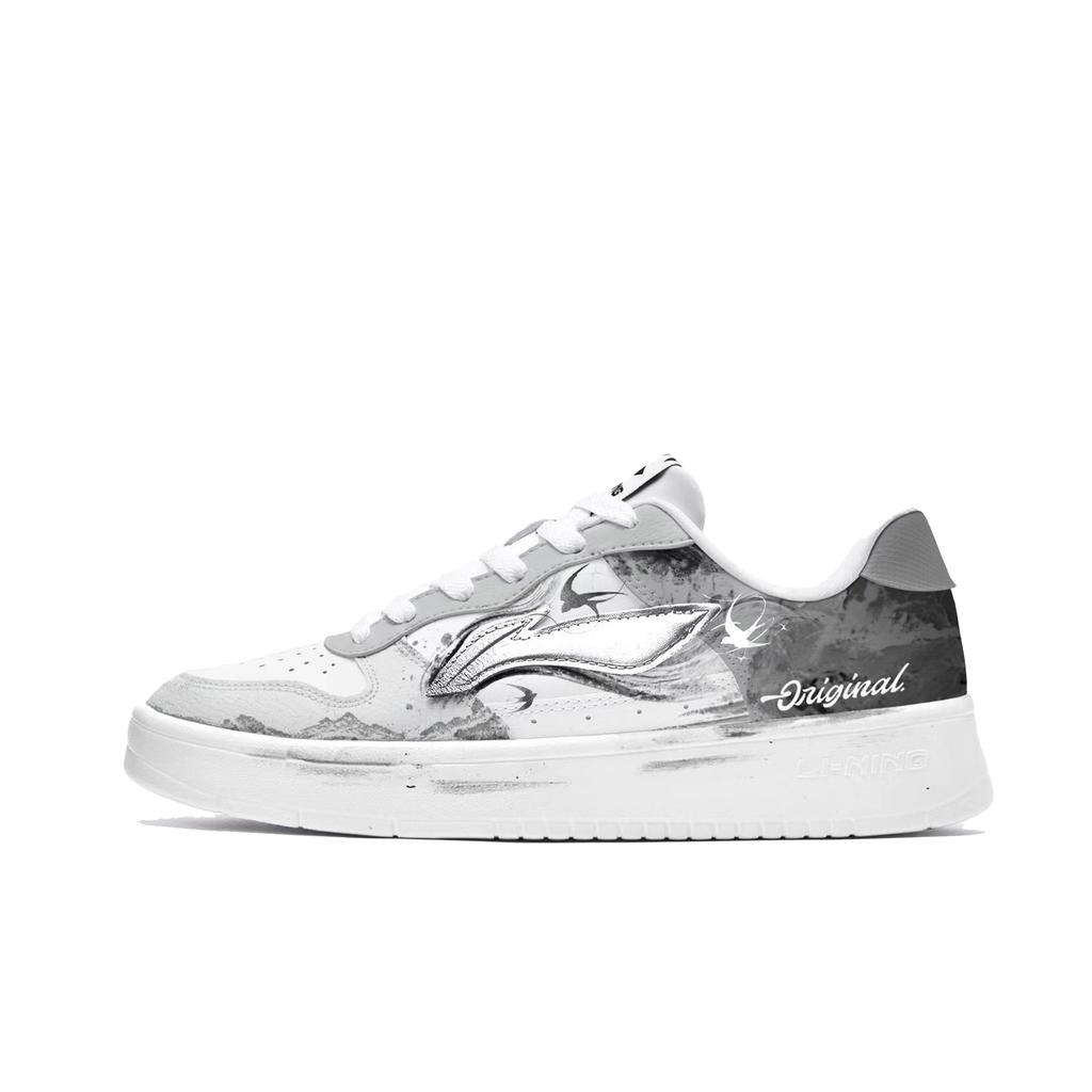 Li Ning Floating Boat Swallow Ink Box Abrasion Resistant Slip Resistant Low Top Skateboard Shoes Women's White AGCS420-6(TeamM--BOX)