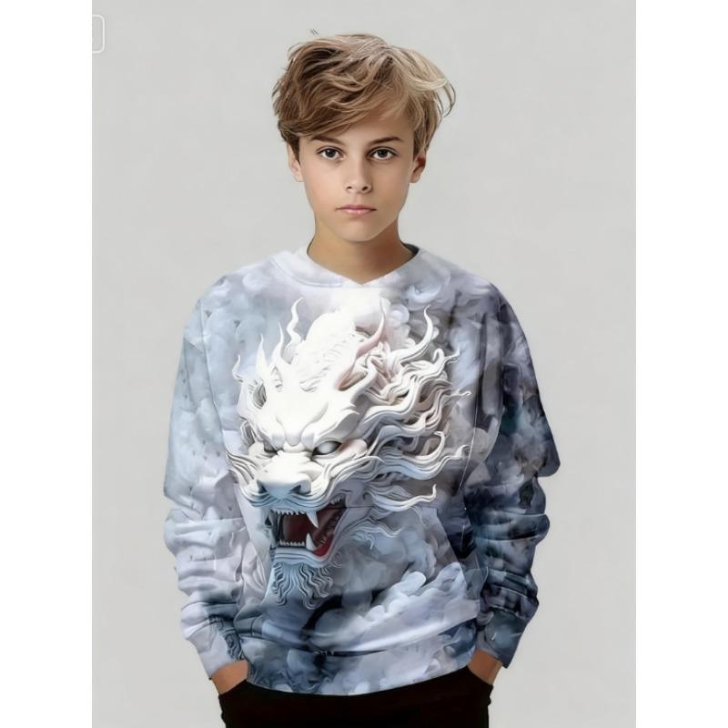 Autumn Funny Animal Pattern 3D Printed Top Fashionable Casual Long Sleeved Children's Boy Hoodies