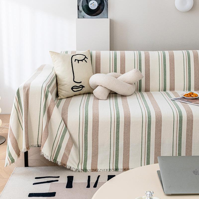 Chenille Striped Full Cover Sofa Cover Simple Modern Light Luxury Four Seasons Universal Sofa Cover Cloth All-Inclusive Line Blanket