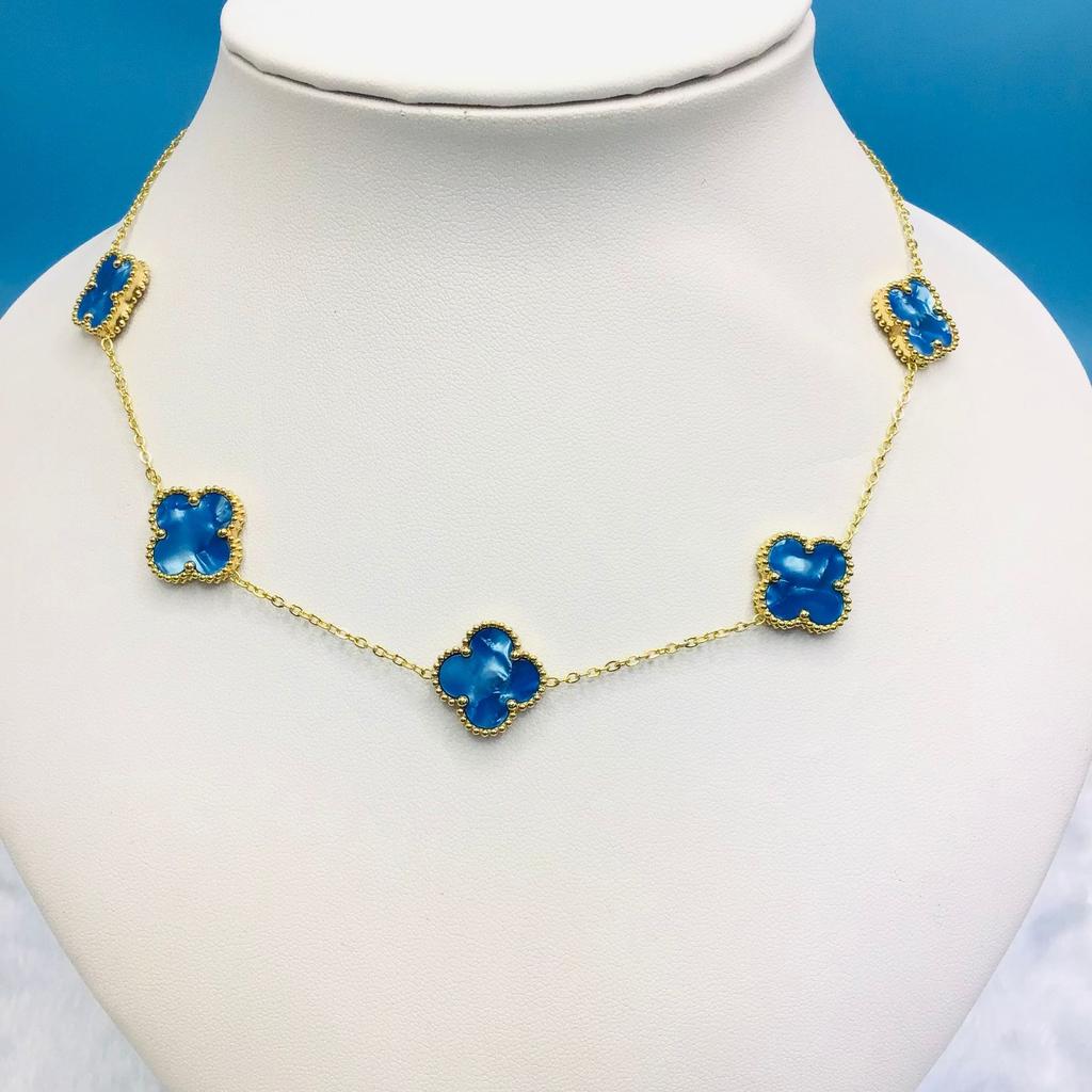 Titanium Steel 15Mm Clover 18K Five Flower Necklace Double Sided Lucky Four Leaf Clover Side Slotted Necklace