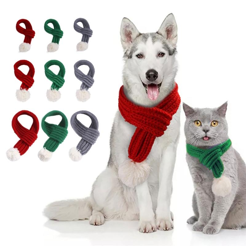 Pet Dog Scarf Christmas Knitted Scarf Creatively Winter Warm Pet Scarf Kitten Dog Scarf New Year Windproof Clothes