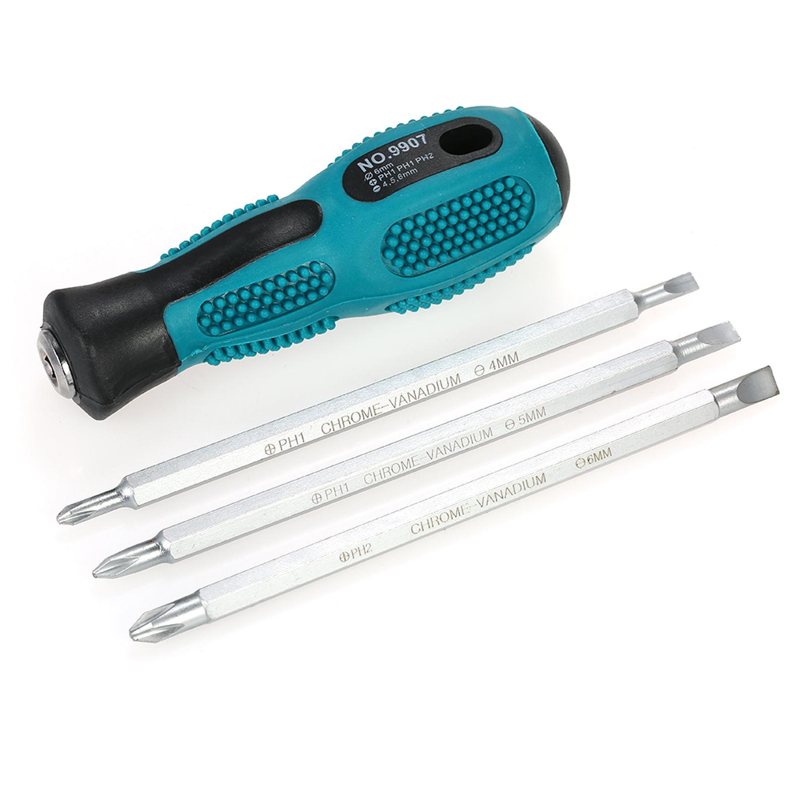 PENGGONG 4pcs Multi-functional Insulated Screwdrivers Set with Magnetic Two-Way Slotted & Phillips Bits Electrical Work
