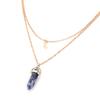 Womens Natural Stone Crystal Glass Hexagonal Column Pendant Irregular Necklace