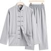 Autumn Solid Color Tang Suit for Middle-Aged & Elderly Men: Loose Fit, Large Size, Perfect for Morning Exercise & Daily Casual Wear