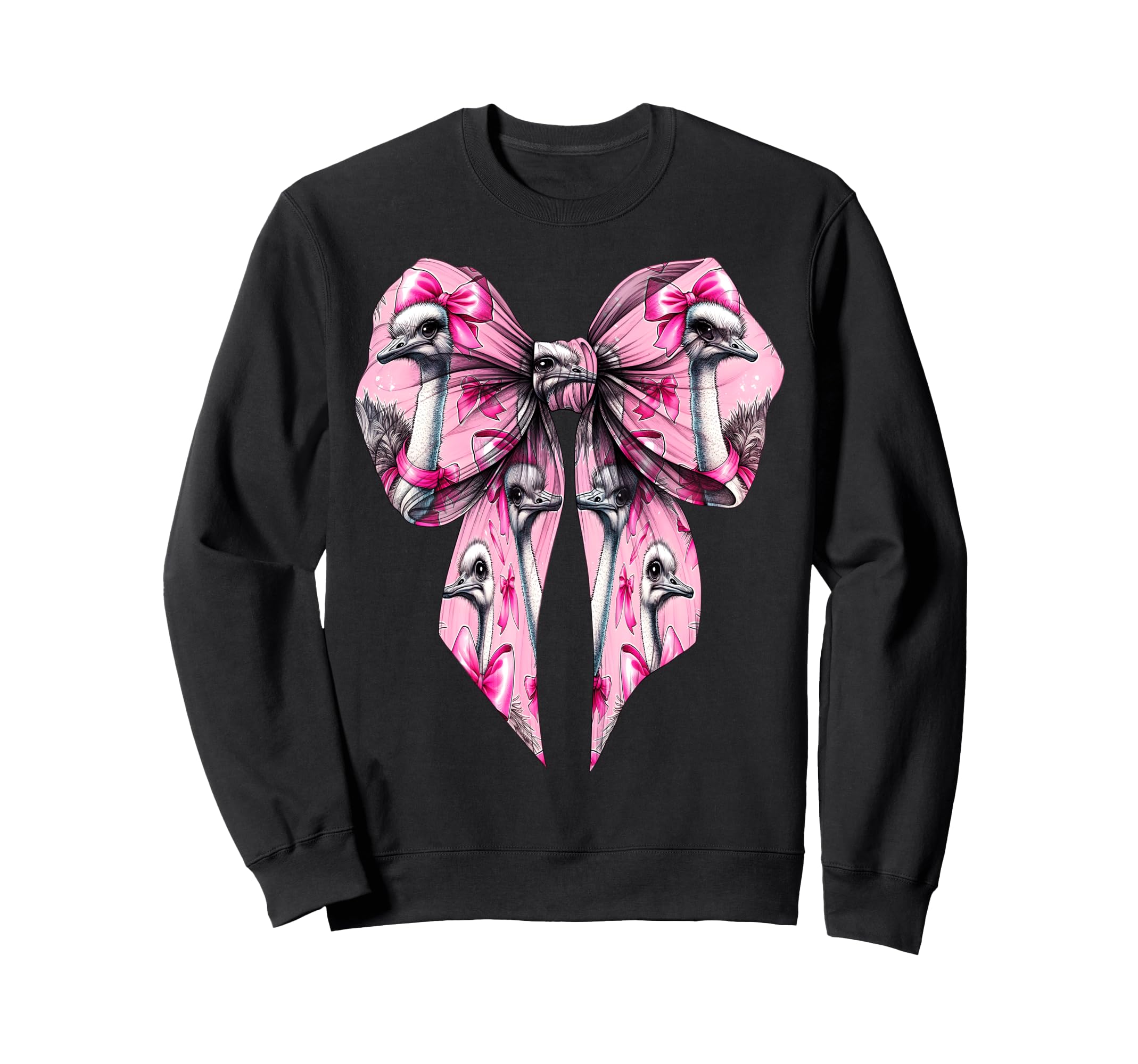 

Coquette Ribbon Ostrich Animal Print Sweatshirt for Girls, Mom, Pink