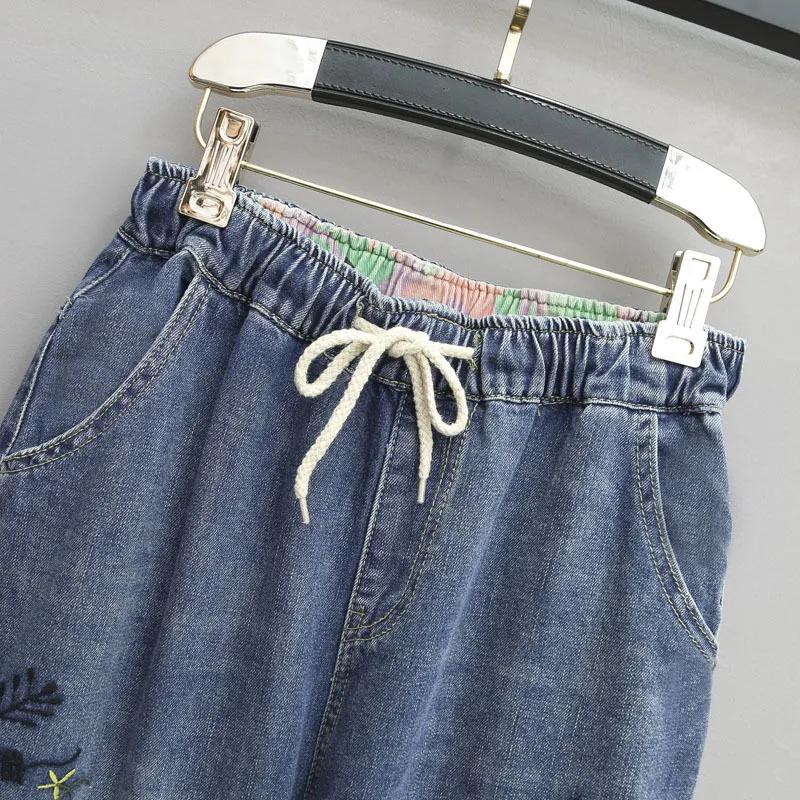 Bavlněné elastické džínové kalhoty Force Denim s vysokým pasem, džíny Harem Denim, dámské jednoduché základní volné streetwear kalhoty