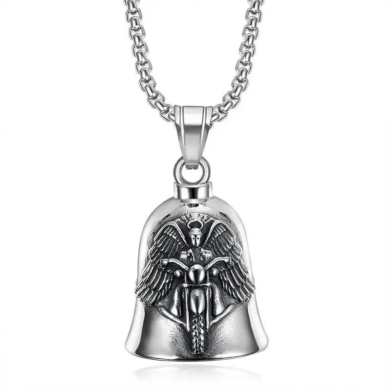 Vintage Punk Wings Motorcycle Character Lucky Bell Pendant Necklace or Keychain Fits All Motorcycle Motorcycle Accessories