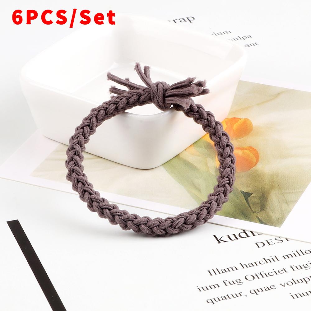 6pcs/set Solid Color Twist Rubber Band Basic Simple Elastic Headband For Thick Hair Girl Women Hair Accessories Scrunchie Holder